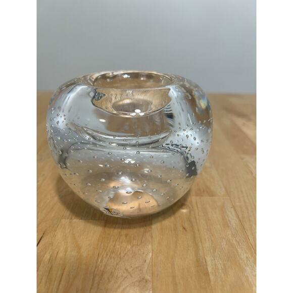 Swedish Sea Glasbruk Renate Stock Kosta Clear Bubbles Starlight Candle Holder - Picture 1 of 4